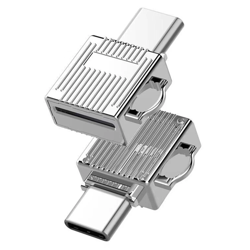 50 шт./лот мини цинковый сплав USB 3,1 type C USB-C TF карта адаптер для чтения карт OTG для мобильного телефона планшета ПК - Цвет: Серебристый