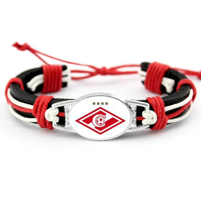 Club FC Spartak de Moscú de dijes para brazaletes de piel pulseras y brazaletes Fans trenzado a mano de la joyería