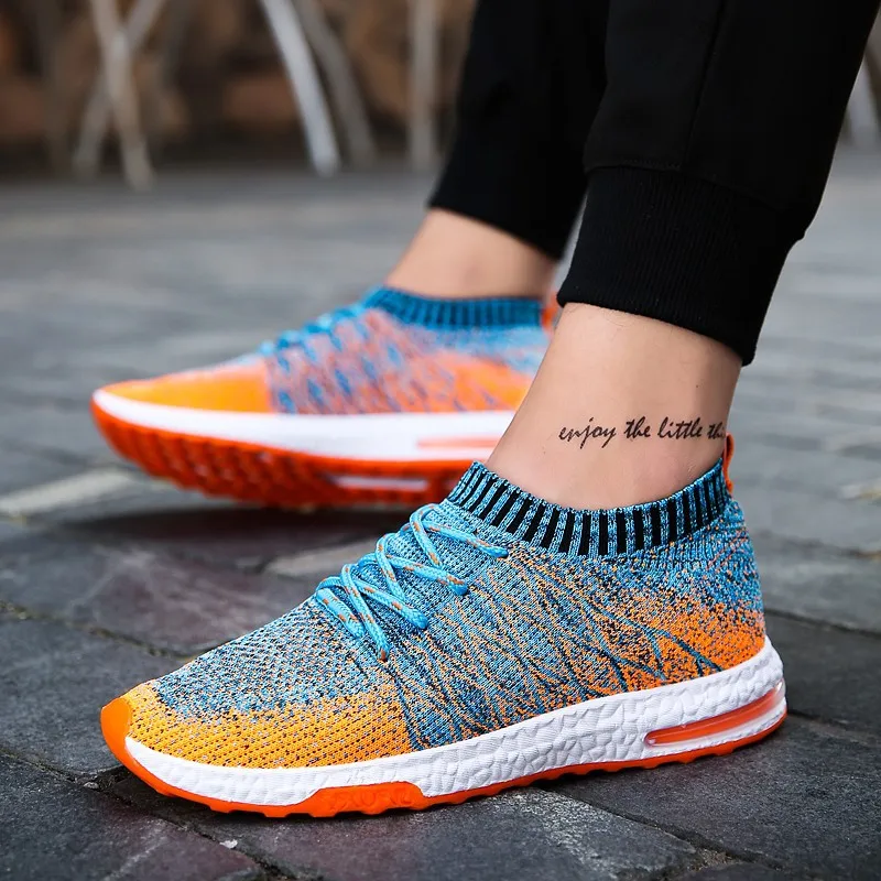 Мужские дышащие кроссовки Flyknit, повседневная обувь для отдыха, бега, спорта, тенниса, сетчатая мягкая прогулочная обувь