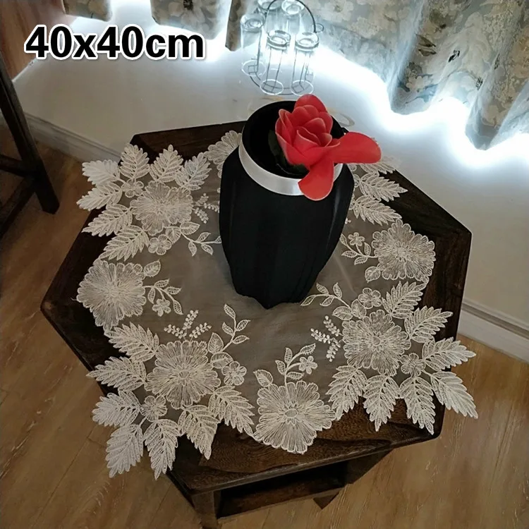 

Octagonal Lace Embroidered European Placemat Hotel Restaurant Coaster Party Banquet Food Snack Fruit Cover Towel Table Mat