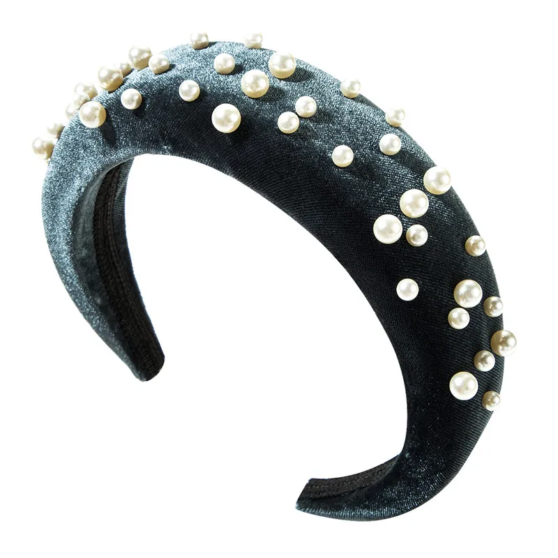 05 Модные корейские акриловые ткань однотонный шелковистый имитация отделка жемчугом Женская индивидуальность популярная семейная повязка на голову - Цвет: 05