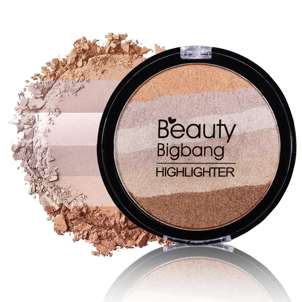 BeautyBigBang, Радужный хайлайтер, косметическая пудра, палитра бронзант, контур, мягкая минеральная палитра для макияжа лица, хайлайтер Maquiagem - Цвет: 3