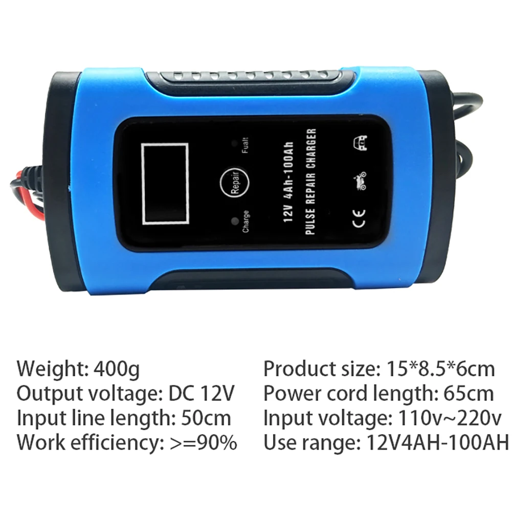 12V 6A Смарт для автомобилей и мотоциклов, Батарея Зарядное устройство быстрой зарядки светодиодный Экран импульсный Инструменты для ремонта свинцово-кислотной аккумуляторной Батарея