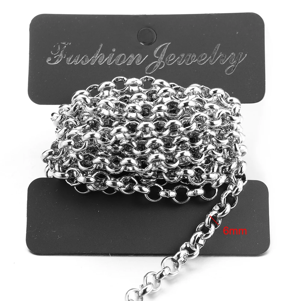 Width 6mm Semitree, 2 метра, нержавеющая сталь, BL, цепи, O, объемная, звено, цепочка, сделай сам, подвеска, ожерелье, ювелирное изделие, браслеты, аксессуары для изготовления - Цвет: Width 6mm