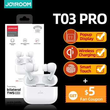 

Joyroom T03 Pro TWS Bluetooth Earphones Noice Cancelling Wireless Headphones Earbud In-Ear True New upgraded 60 mAh