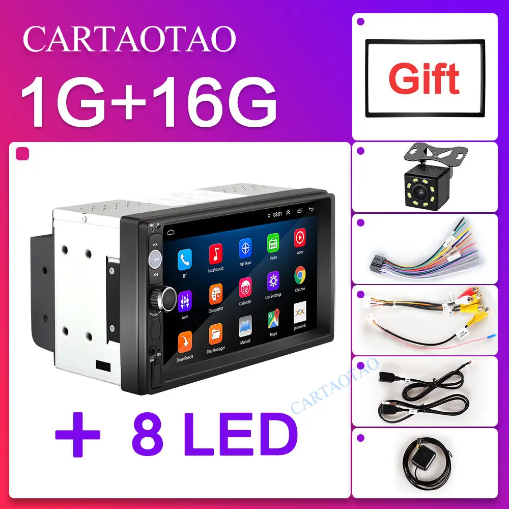 H-7010TA-1G-8LED Ram 2G+ rom 32G 2din Android 8,1 Автомобильный мультимедийный плеер Авторадио Стерео " сенсорный экран видео MP5 плеер Автомобильный gps - Цвет: H-7010TA-1G-8LED
