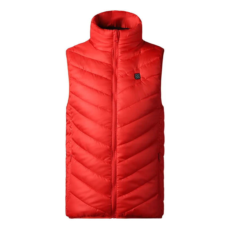 Зимняя мужская теплая куртка без рукавов, мужская повседневная куртка, углеродное волокно, с электрическим подогревом, хлопковый мягкий жилет для мужчин и женщин, жилет 4XL BG01 - Цвет: Красный