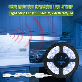 

5V Led Light Strip 0.5M 1M 2M 3M 4M 5M PIR Motion Sensor Wall Light USB Sensing Stair Lamp 2835 Waterproof Kitchen Cabinet Lamp