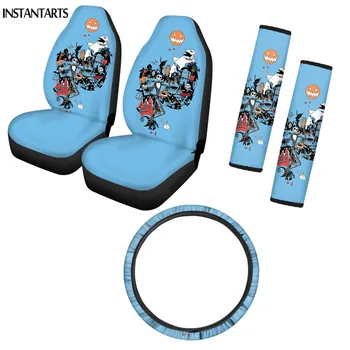 

INSTANTARTS The nightmare Before Jack Sketllingon Pattern Car Seat Cushion Stylish Steering Wheel Cover Seat Belt Sets Covers