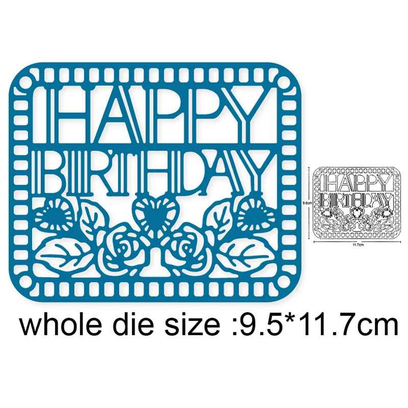 

Happy Birthday Flower Frame Metal Cutting Dies Stencils for DIY Scrapbooking dies Paper Album Card Embossing Dies Cut craft dies