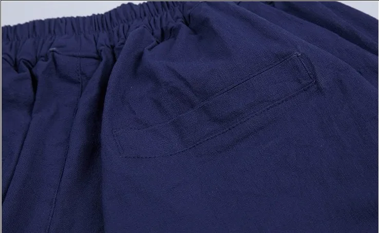 Большие женские брюки размера плюс 4XL из хлопка и льна, шаровары, Капри, женские летние брюки с эластичной резинкой на талии Palazzo Pantalon Femme ete