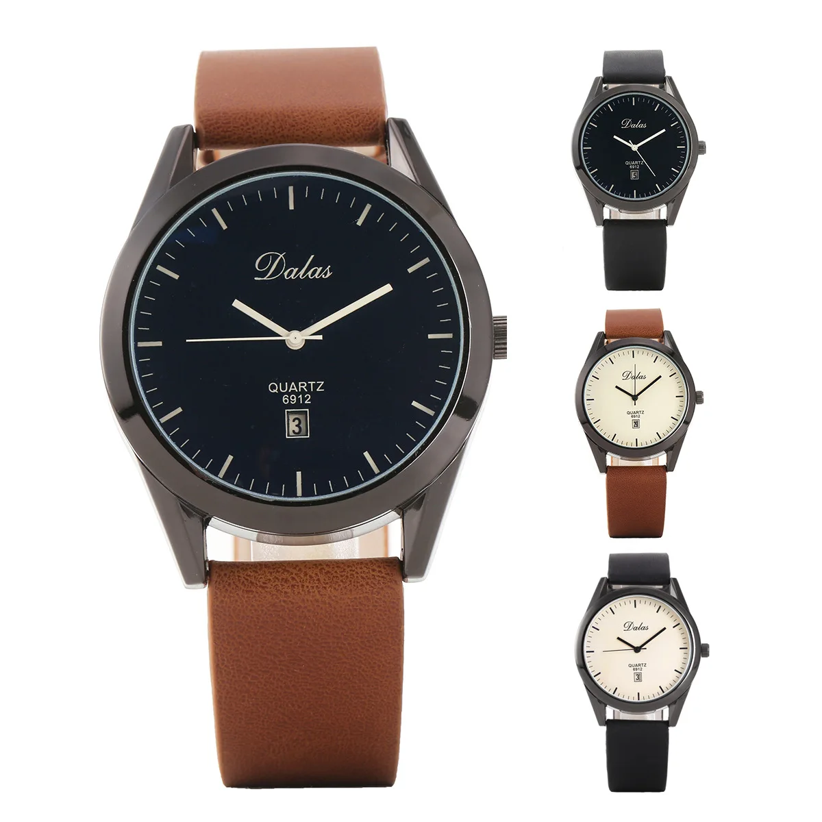 

Dalas with Calendar 6912 Minute Hours Measuring Non-with Numbers Belt Quartz Watch
