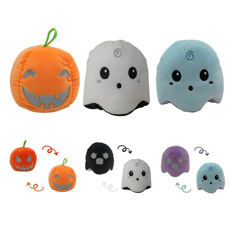 

Flip The Luminous Ghost Reversible Doll Double-sided Expression Halloween Gift Pumpkin Octopus Plush Toy