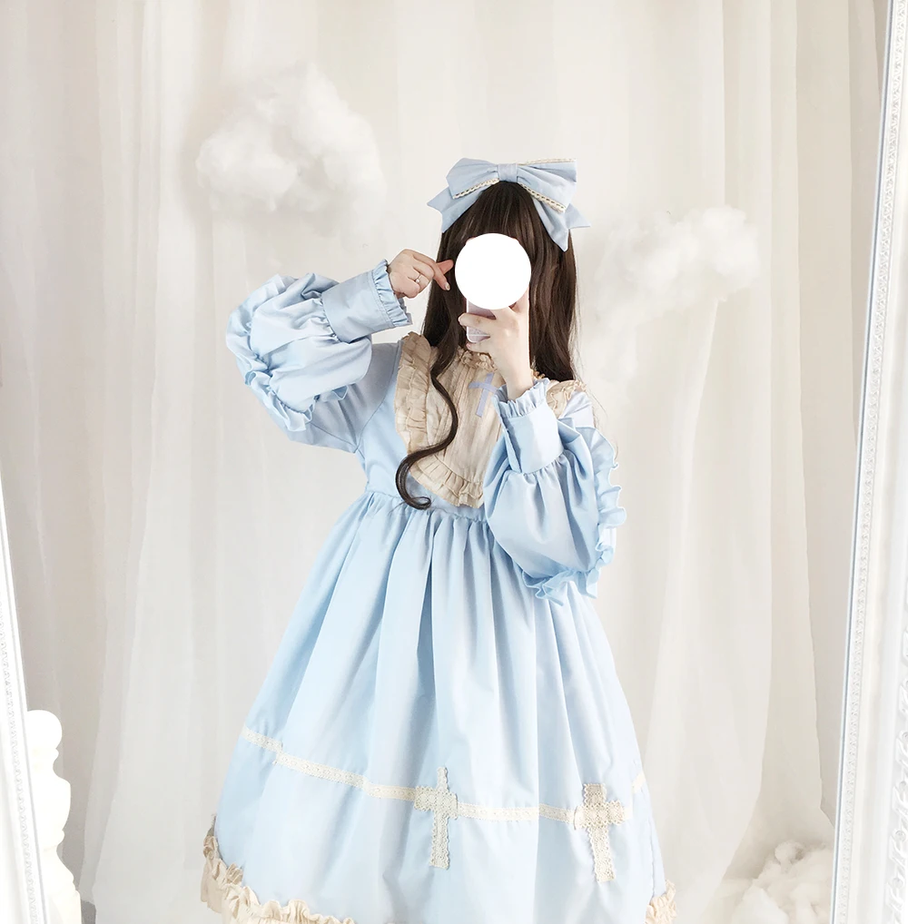 Harajuku уличная мода крест Косплей сладкое женское платье мягкие японские игрушки в готическом стиле цельное платье Лолита милое платье для девочек-подростков