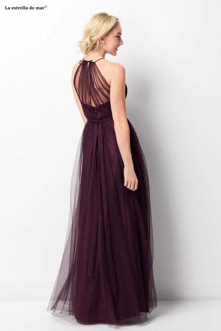 Vestido madrinha2019 тюль Холтер назад Алин простой фуксия платье подружки невесты длинное свадебное платье для гостей Расширенный заказ