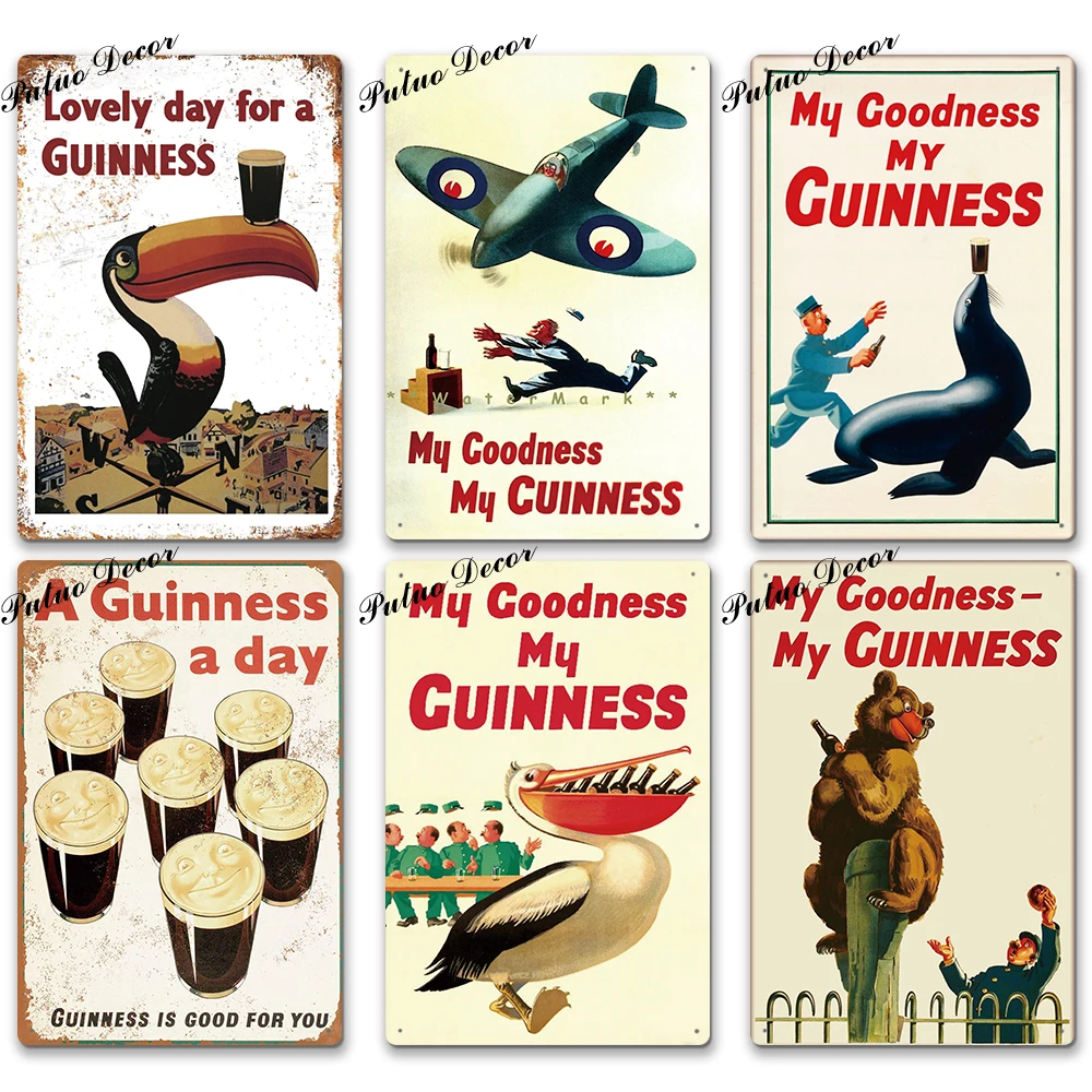 Винтажная металлическая табличка Guinness, Оловянная табличка, металлическая винтажная тарелка для паба, Настенная декоративная тарелка для бара, паба, клуба, человека, пещеры
