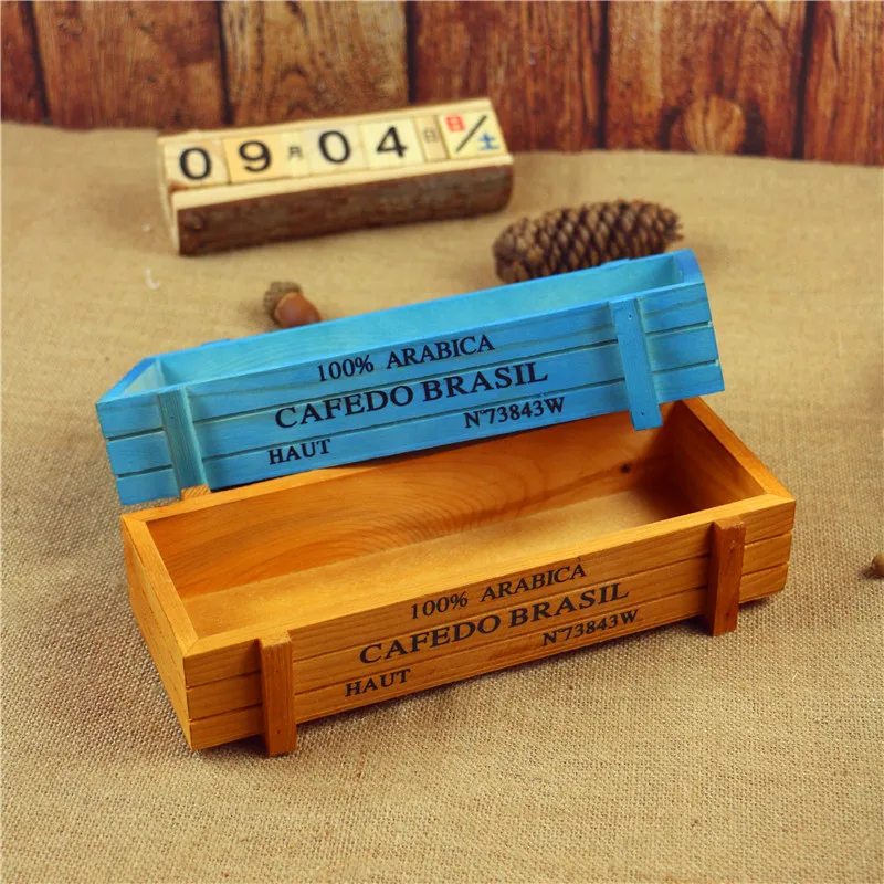 Wooden Succulent Tray Trough Trays Vintage Wooden Box Decoration Rectangular Flower Box Succulents Pots Creative Flower Pot