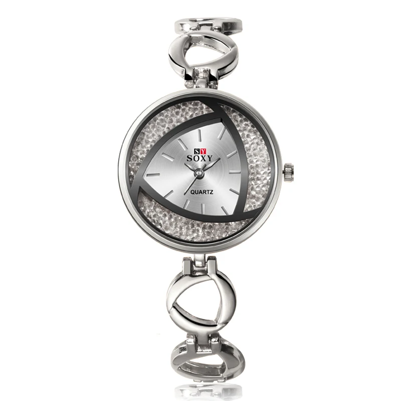 silvery Новые женские часы лучший бренд класса люкс кварцевые новые роскошные часы со стразами Креативный дизайн браслет женские наручные часы - Цвет: silvery