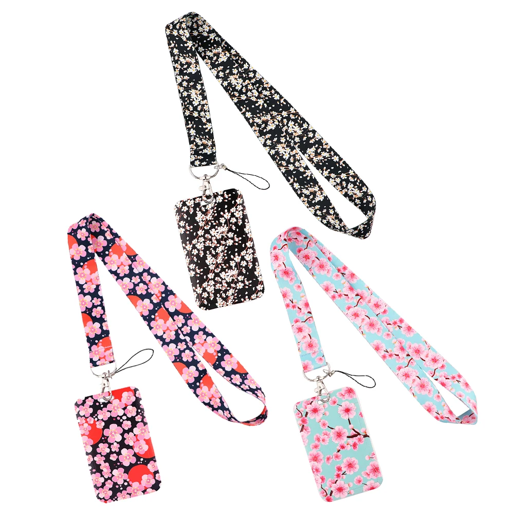 Flyingbee X2162 Cherry Blossoms Lanyard For Key Neck Strap Lanyard Card ID Badge Holder Key Chain Key Holder Hang Rope Key Rings