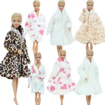 

Handmade Fashion Doll Coat Fashion Sweater Dresses Winter Party Wear Outfit Flannel Coat Clothes for Barbie Doll Accessories