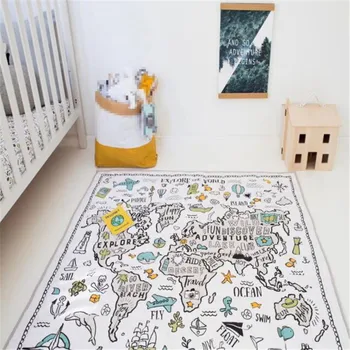 

Nordic Baby Play Mats Kids World Map Rug Crawling Children's Carpet In The Nursery Toys Infant Gym Playmat Floor Room Decoration