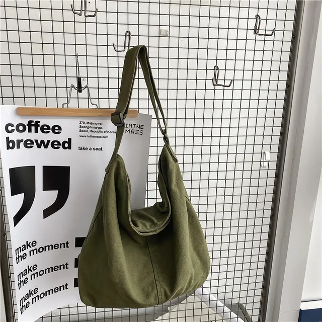 CGCBAG Casual 2022 Women Shopper Canvas Tote Bag Female Solid Simple Large Capacity Shoulder Bag Women Designer Crossbody Bags Green