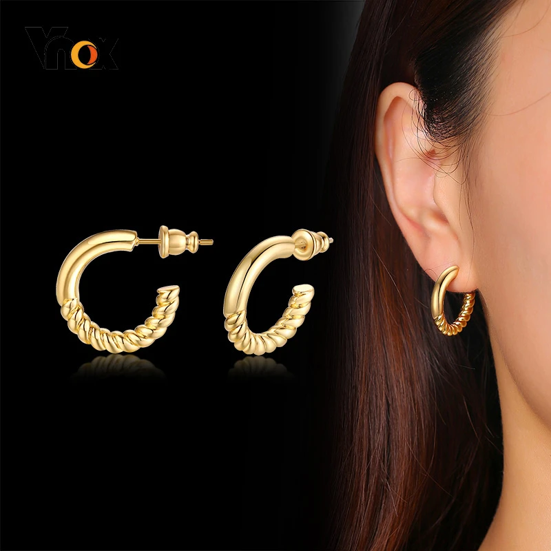 

Vnox Trendy Twisted Dangles Earrings for Women Party Jewelry Gold Tone Female Ear Accessory