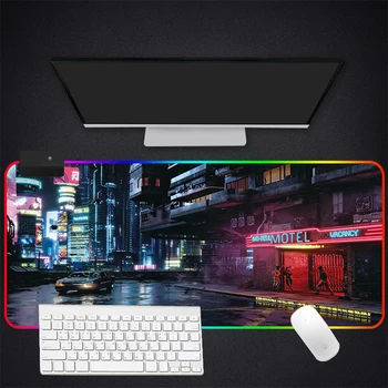 

RGB Mouse Pad Large Gaming Luminous Waterproof Non-slip Rubber Desk Mat Punk Anime Mousepad Computer Laptop Keyboard Desk Pad
