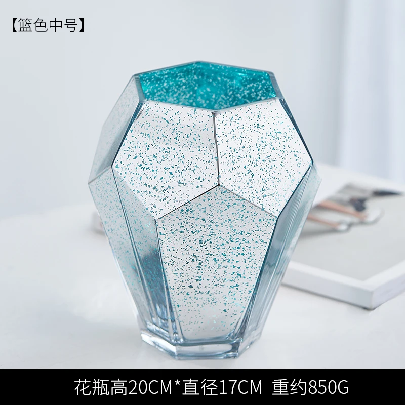 Home Vase Glass Vases Geometric Golden Flower Insert Artificial Fake Rose Origami Furnishings Home Decoration Accessories Modern - Цвет: C-middle