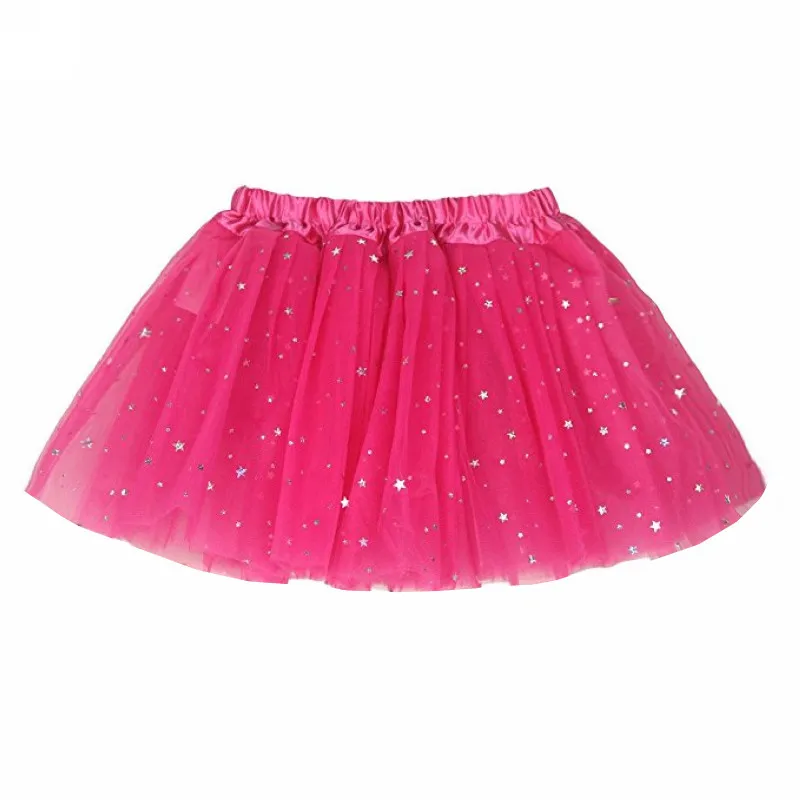 Детская юбка-пачка для танцев с блестками и звездами для девочек от 2 до 9 лет Детские вечерние балетные пачки и юбки-американки, цвет сапфировый, синий - Цвет: Rosy