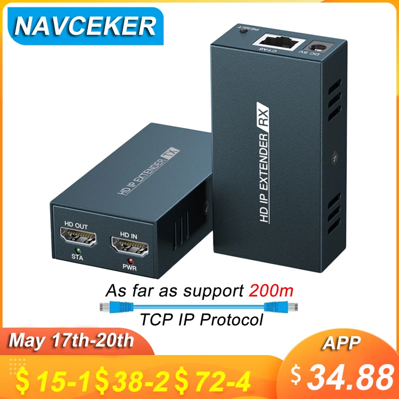 2021 ZY-DT236 RJ45 HDMI Extender IP Over UTP/STP CAT5 CAT5e CAT6 Extensor HDMI RJ45 1080 LAN Network 200m HDMI Extender Ethernet