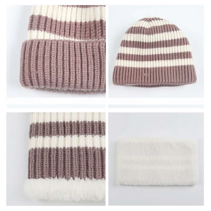 Baby Warm Winter Wool Hat Color Matching Double Ball Baby Hat Baby Knitted Wool Cap
