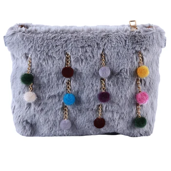 

Fashion Fur Bag Wild Personality Ball Tassel Shoulder Bags 2020 Korean Style Cute Kawaii Simple Thin Chain Ladies Messenger Bag