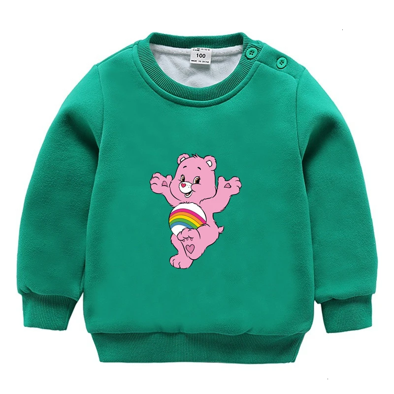 as picture Care Bears зимний вельветовый Свитшот От 3 до 9 лет для мальчиков и девочек, забавные скрещивающиеся цвет, Детские с О-образным вырезом для шеи, детские топы с рисунками из мультфильмов для малышей - Цвет: as picture