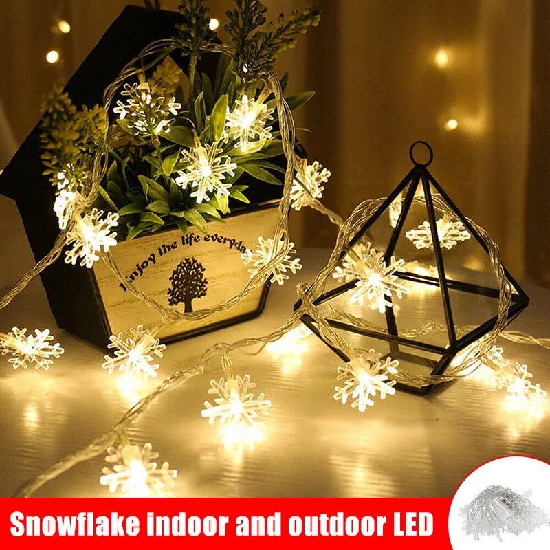 Snowflake String Fairy Lights Battery Operated Christmas Tree Home Party Decor SNO88