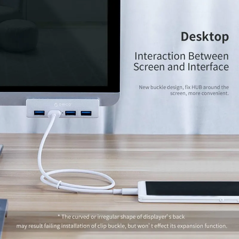 ORICO MH4PU Clip-type USB3.0 HUB Aluminum External 4 Ports Multi USB Splitter Adapter For Desktop Laptop PC Computer Accessories