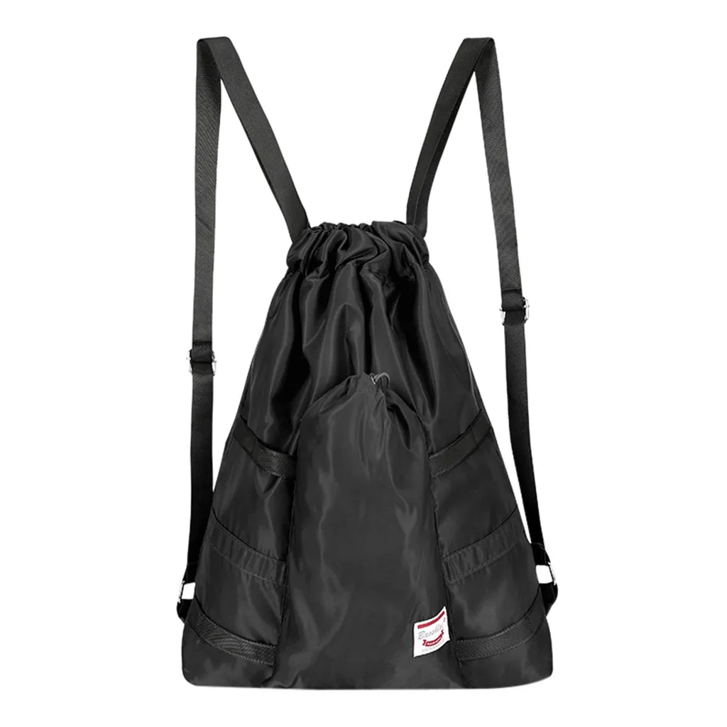 Горячая Cinch Мешок хранение парусина школьный рюкзак для гимнастических залов с завязками сумка легкая школьная сумка Спортивная дорожная уличная сумка рюкзак - Цвет: Черный