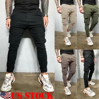 

US Mens Fashion Slim Fit Tracksuit Sport Gym Skinny Jogging Joggers Sweat Pants Trousers 2019 New
