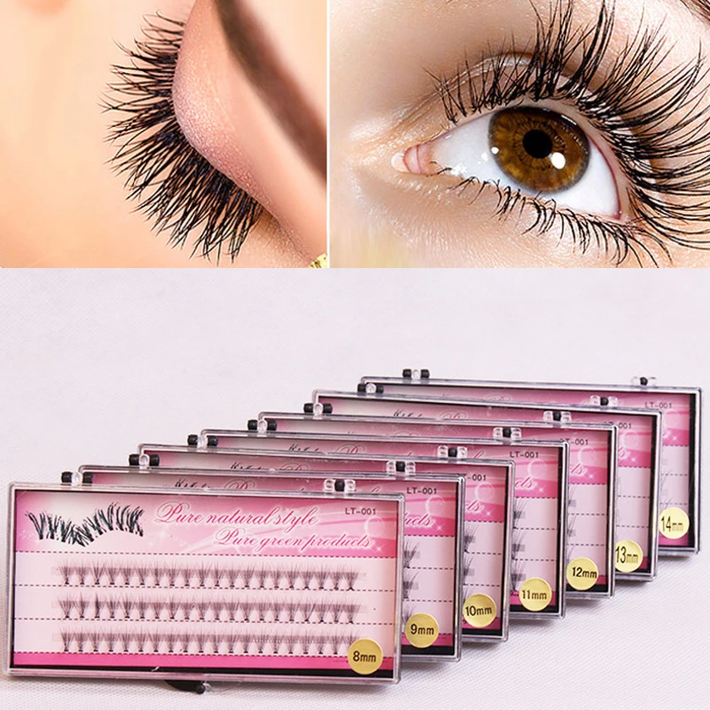 

60 Bundle False Eyelashes undle Makeup Individual Cluster Natural Long Extension Handmade Fake Eye Lashes 60 Clusters/Tray