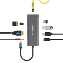 Док-станция для ноутбука type C USB 3,0 HDMI TF LAN PD usb-хаб type-C для Macbook для huawei XiaoMi DELL Surface lenovo Dock