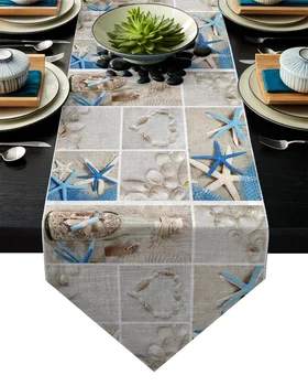 

Beach Shell Drifting Bottle Table Runner Table Flag Home Party Decorative Tablecloth Table Runners for Wedding