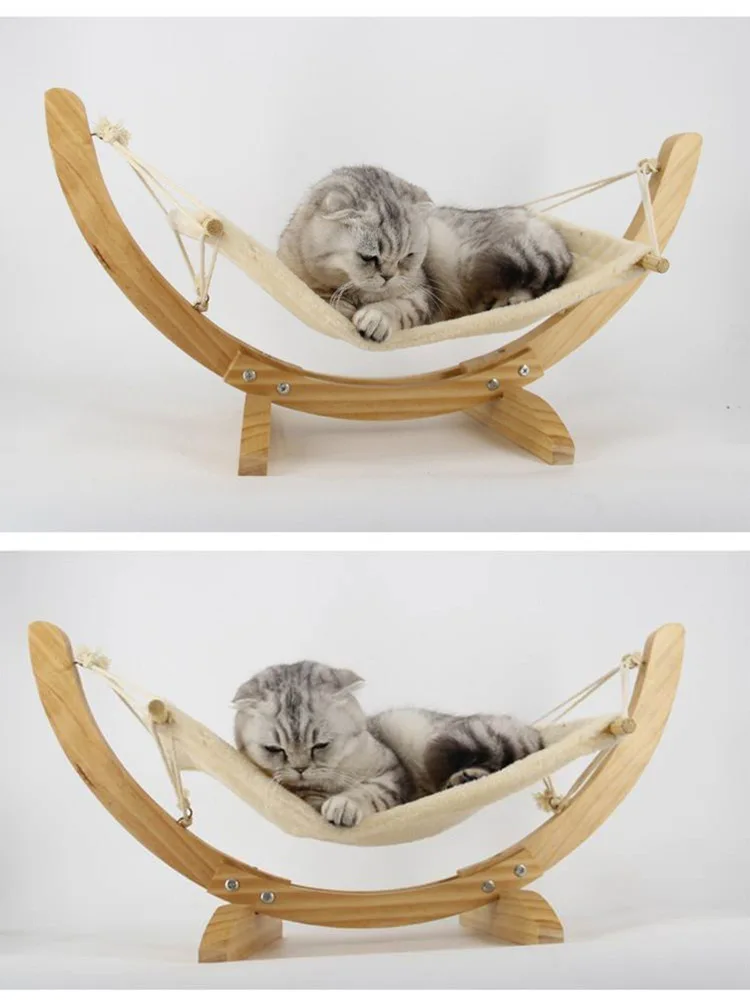 Модный гамак для кошек, деревянный домик для домашних животных, котов, качели, кровать из мягкого хлопка с кроликом, кровать хомяка, подушка, маленькая собака, кошка, Висячие лежанки для домашних животных