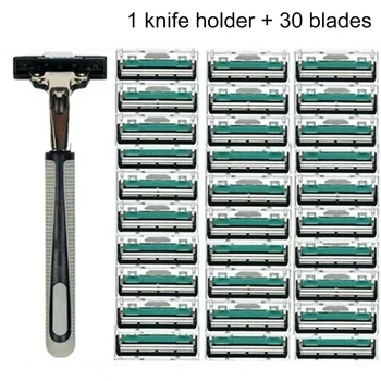 

31pcs/set Safety Razor Blades for Men 1 Knife holder & 30 Blade Shaving Razor Double Layers Blade Manual Shaver Standard Trimmer