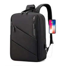

Fashion men's backpack popular casual business boys bale simple fashion laptop package USB connection charging classic bag