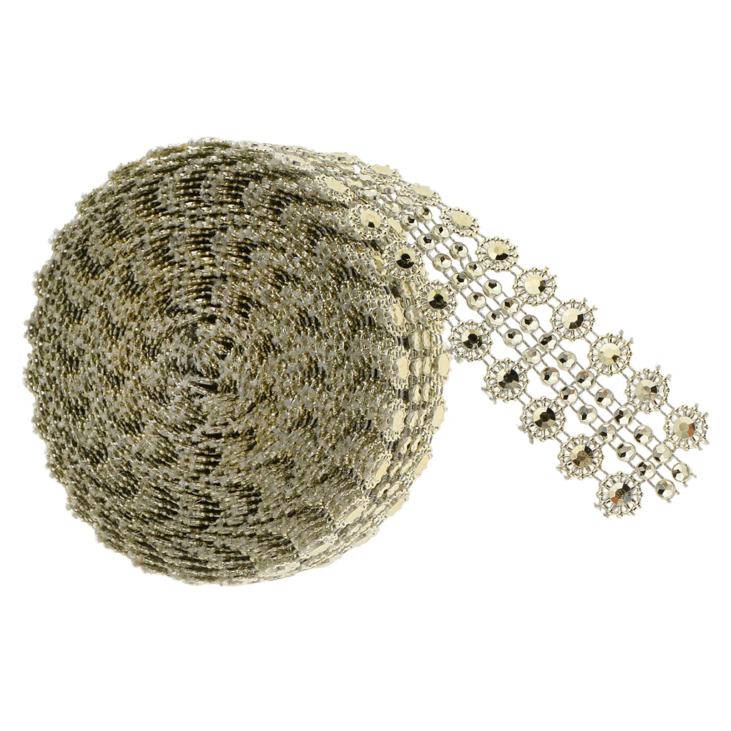 5 Yards Crystal Flower Rhinestone Chain Mesh Ribbon Trims Sewing Crafts Applique 