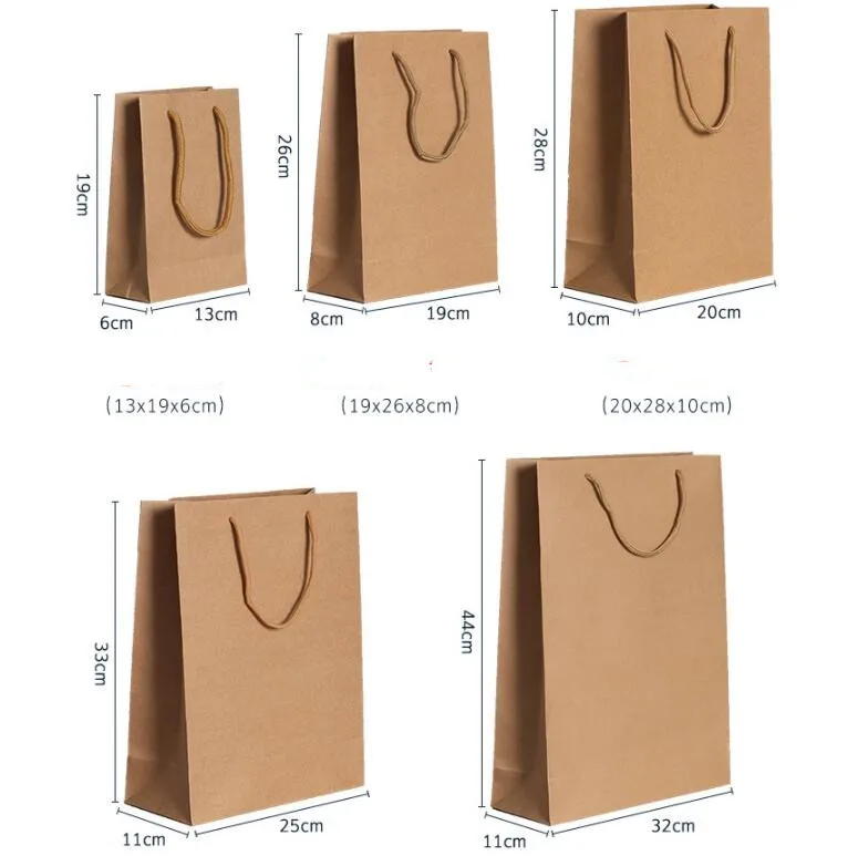 5pcs Kraft Paper Gift Bags With Handles Multi-function High-end Paper Bags For Clothes Shopping Party Gifts Bag Custom Logo