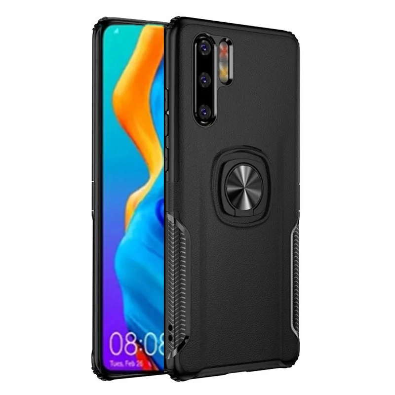 Shockproof Metal Ring Holder Armor Case For Huawei P30 Pro Silicon Phone Back Cover Lite P30Lite P 30 | Мобильные телефоны и