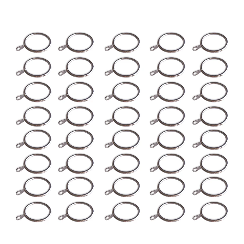 28 pcs Satin Nickel 1.5-Inch Inner Diameter Curtain Rings with Eyelets, Fits Up To 1 1/4-Inch Rod