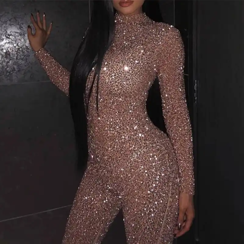 Sequin skinny jumpsuit Clearance