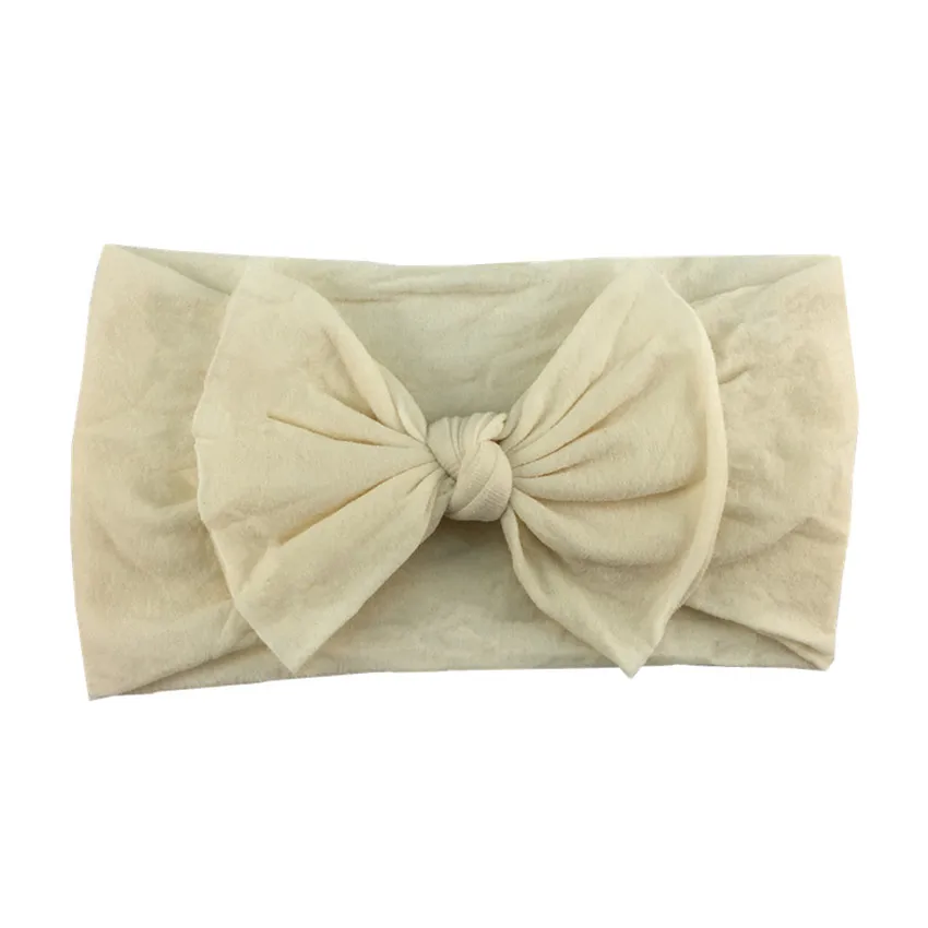 20pcs/lot Ear Turban Girl Lovely Headwear Wide Elastic Soft Nylon Headband with 4.5'' Hair Bow Headwrap For Kids Hair Accessorie - Цвет: 3